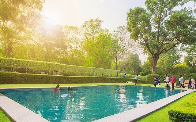 piscine dans un jardin de 100 m²