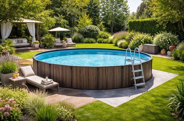 piscine hors sol dans un jardin